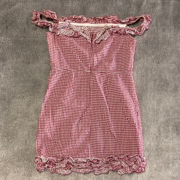 Gingham Plaid Off the Shoulder Mini Dress - Picture 5 of 6